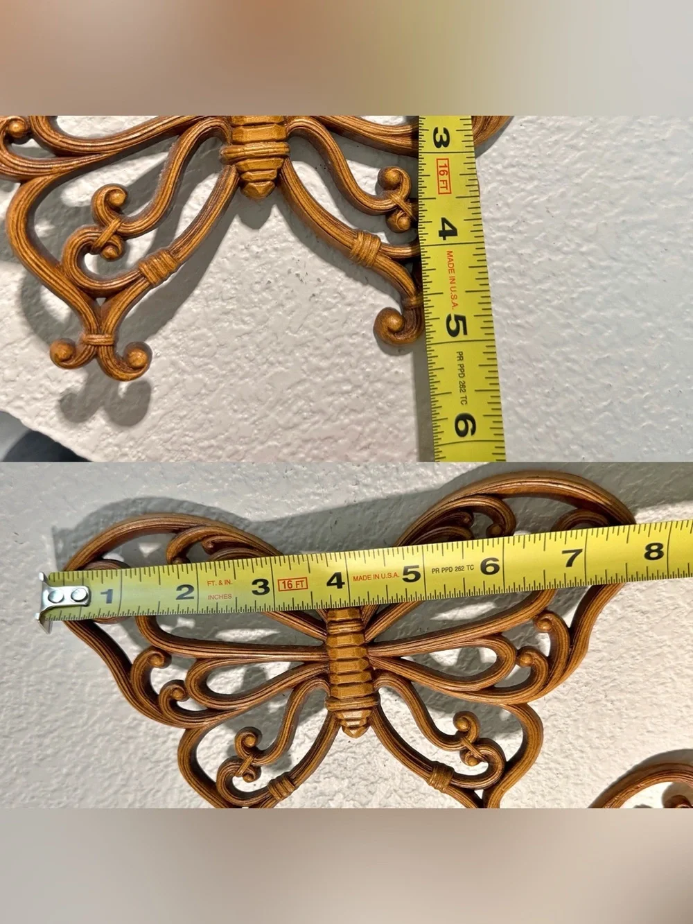 Vintage Butterfly Wall Art Set of 2 Butterflies 70s Boho 3D